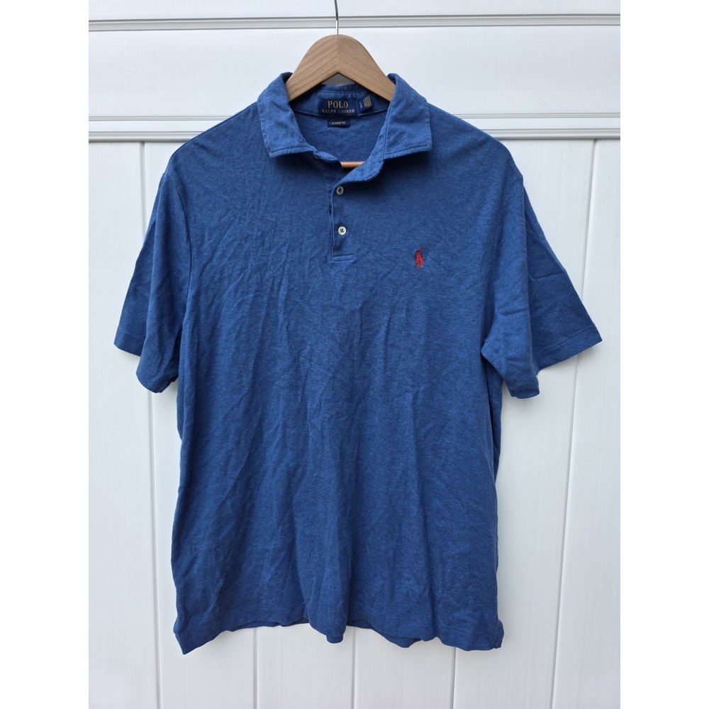Polo Ralph Lauren Classic Fit Blue Meshe Polo Shirt Size L